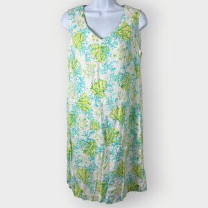 J Jill Love Linen Shift Dress | XS | Coral Turtles | Beachy Resortwear